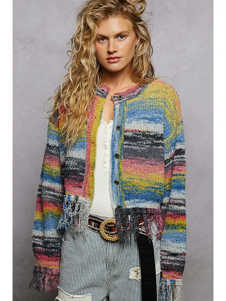Multi Color Fringe Sweater