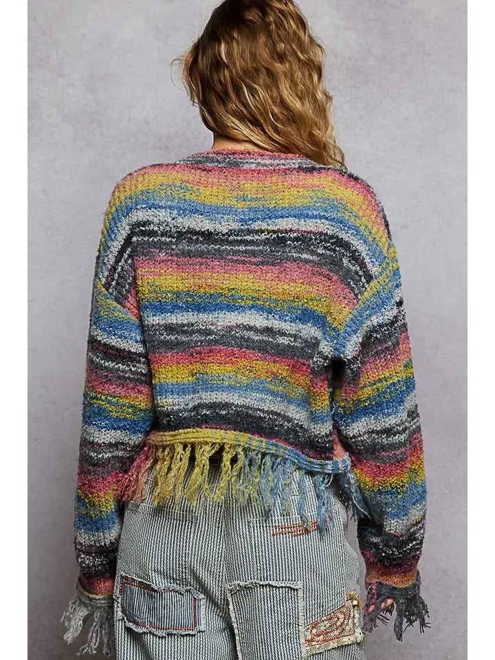 Multi Color Fringe Sweater