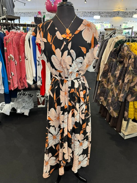 Orange and Black Wrap Dress