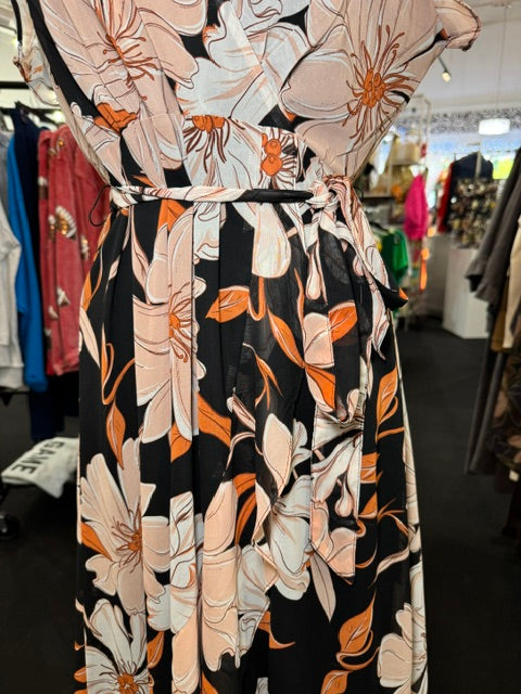 Orange and Black Wrap Dress