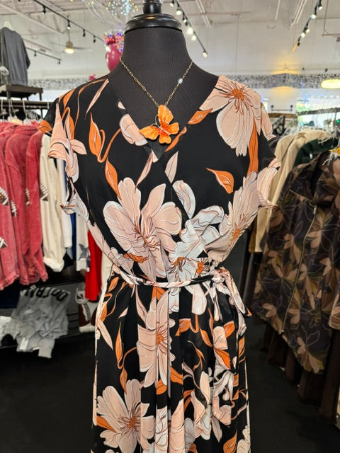Orange and Black Wrap Dress