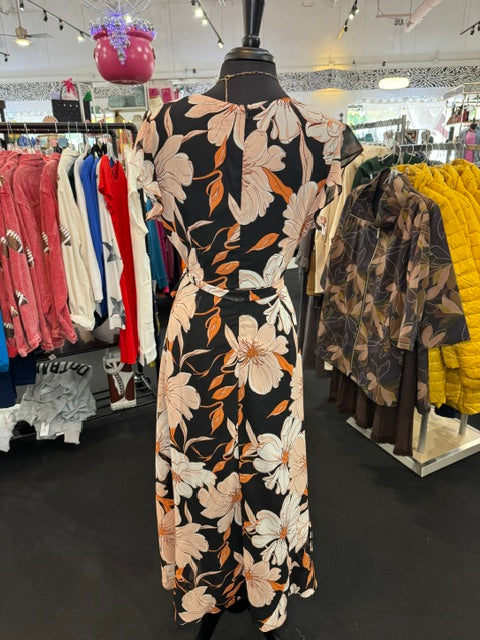 Orange and Black Wrap Dress
