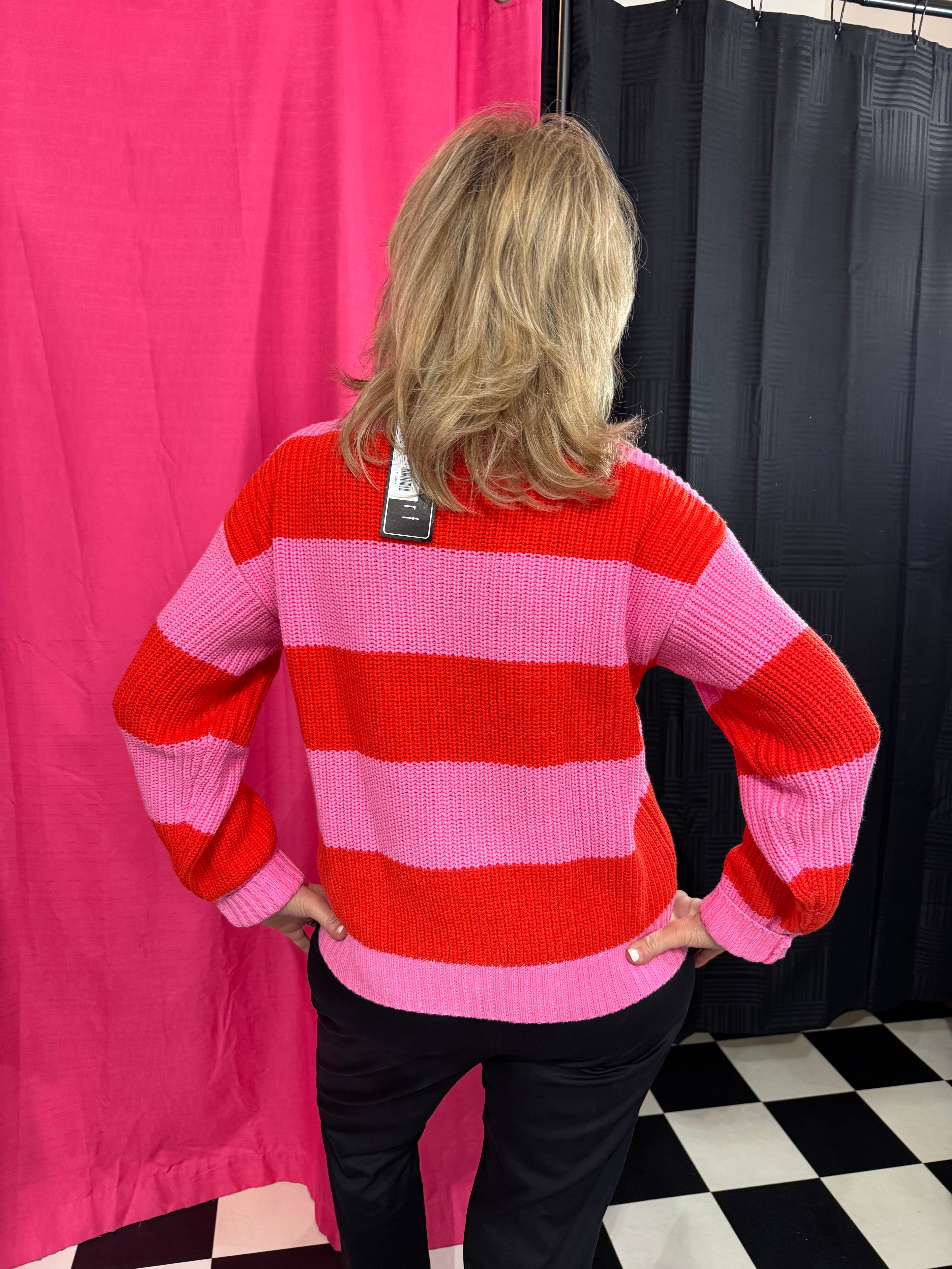 Sunset Pink and Red Zip-up Sweater