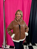 Brown Faux Leather Coat
