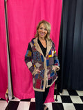 Patch Work Shacket with Faux Fur
