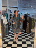 Sheer Animal Print Blue Flowy Dress