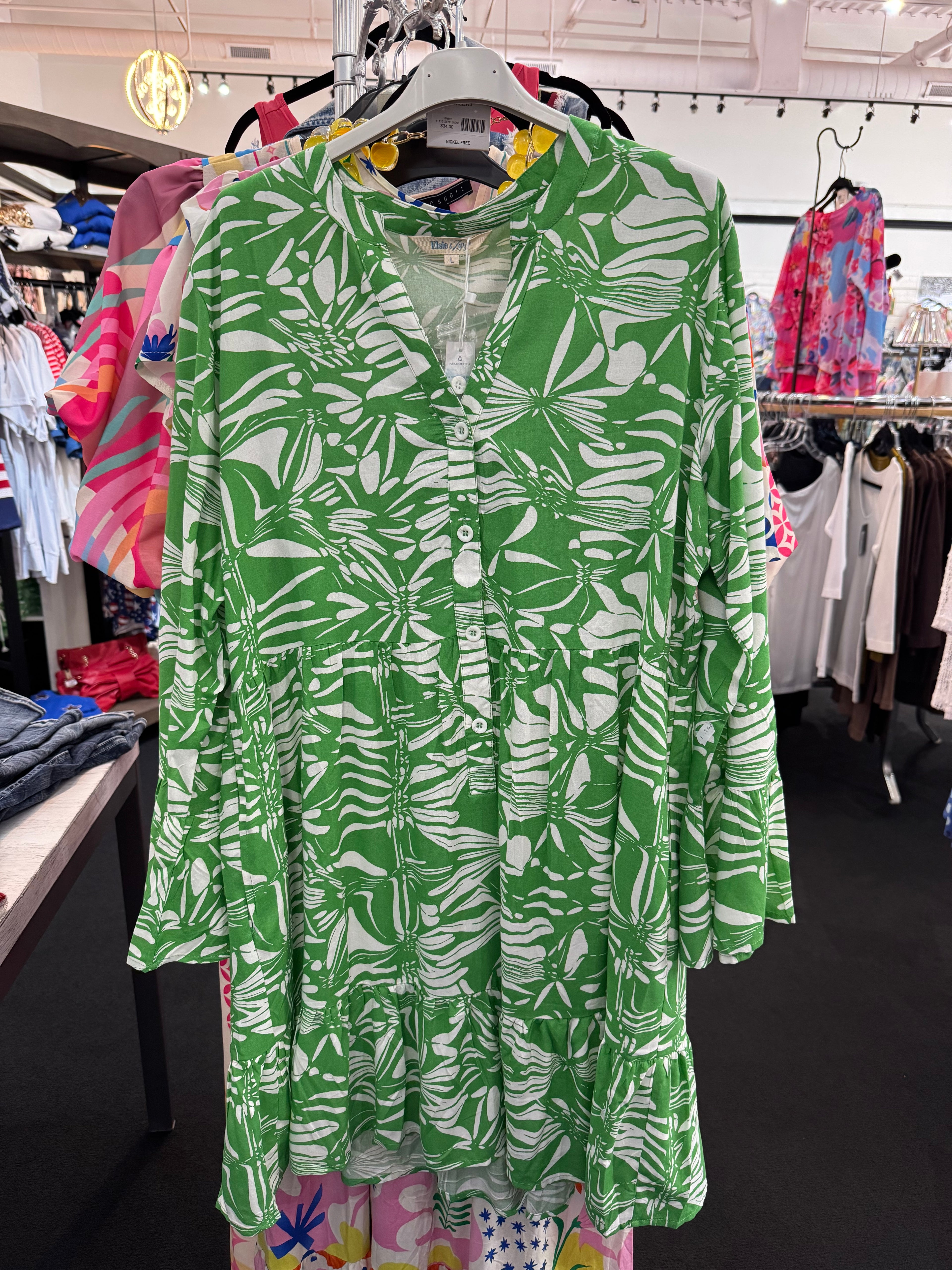 Leafy Button Down Dress