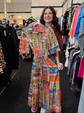 Hot Coral Multi Patterned Tie Dress