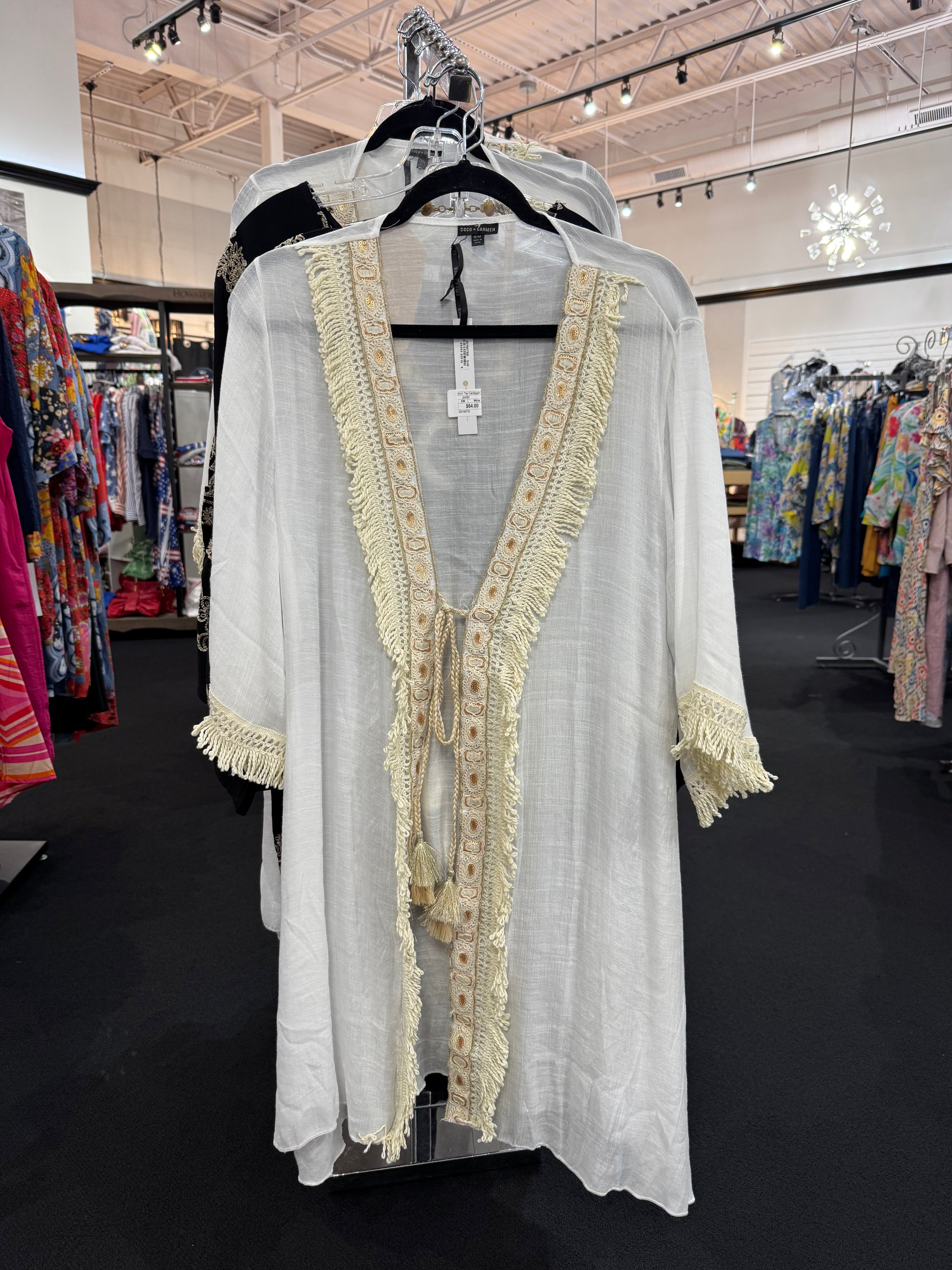 Ann Tie Cardigan with Decorative Border