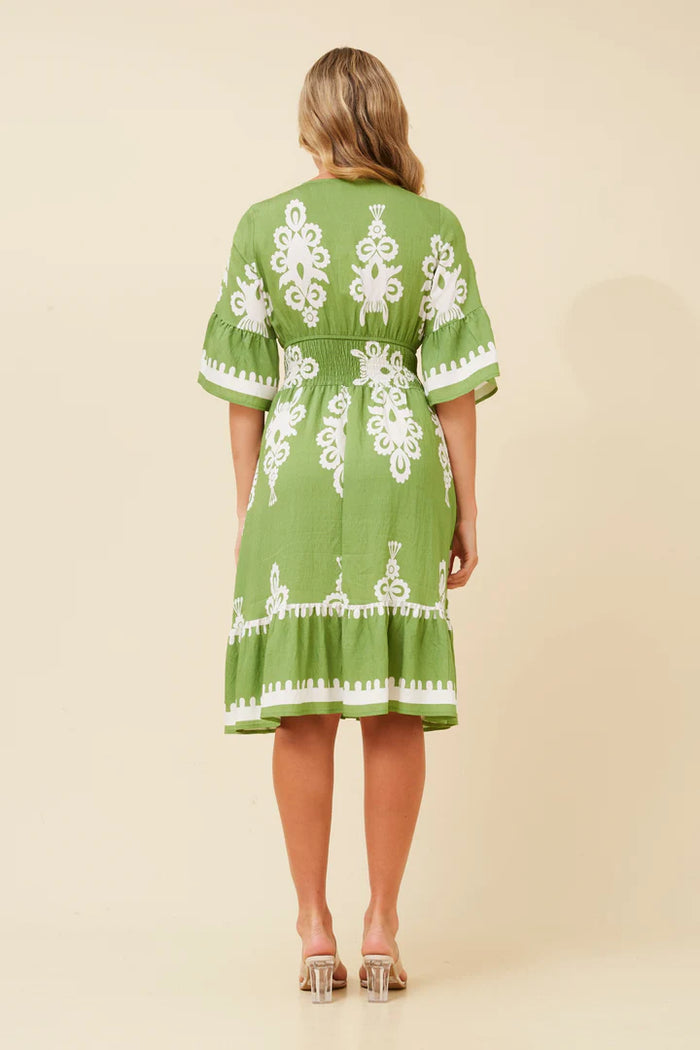 Green Boho Half Sleeve Dress M Green Boho Half Sleeve Dress M