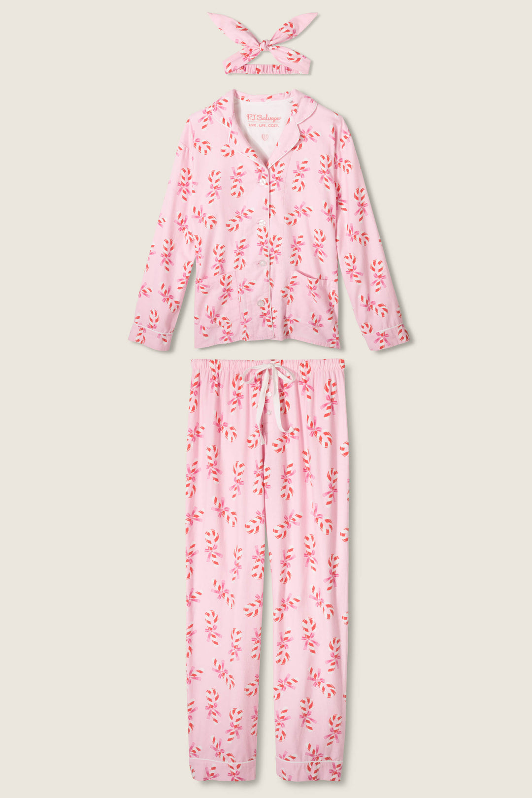 Candy Cane Flannel Pajamas Set