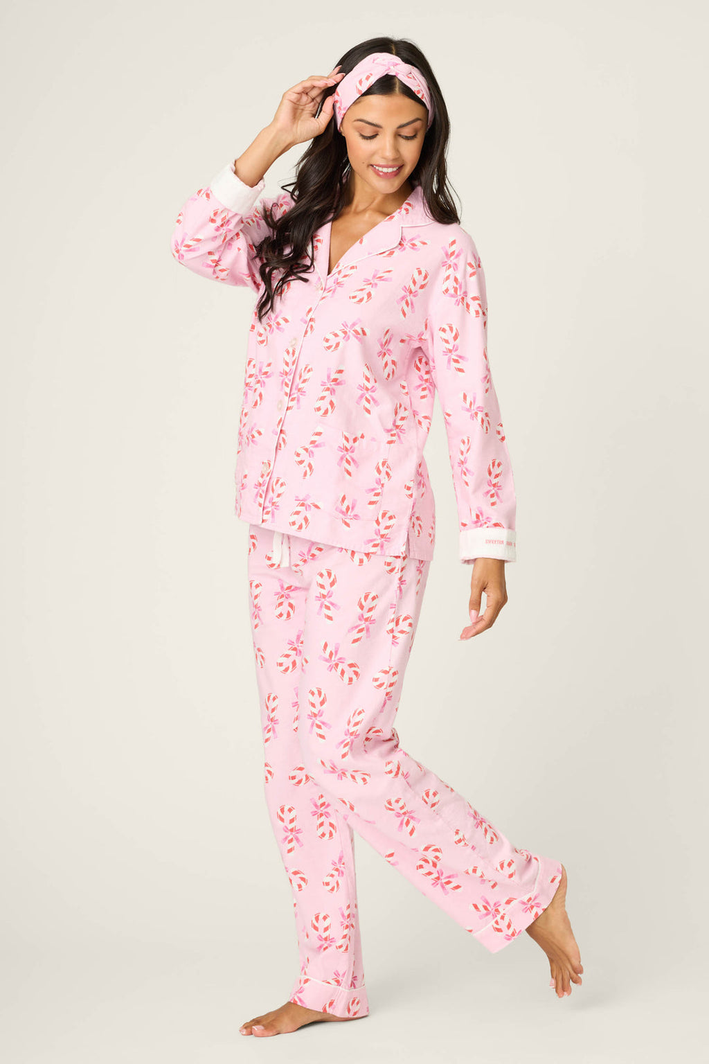 Candy Cane Flannel Pajamas Set