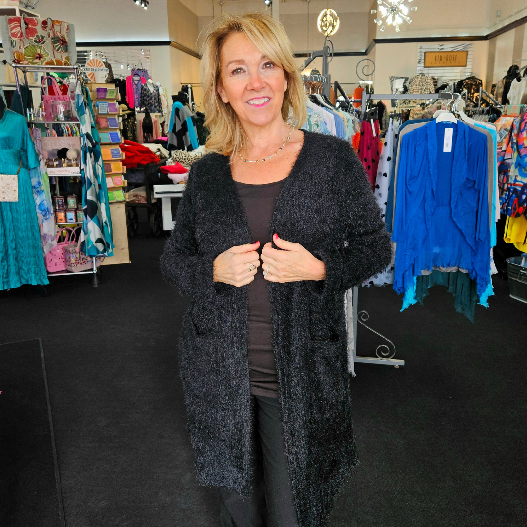 Eyelash Cardigan With Pockets