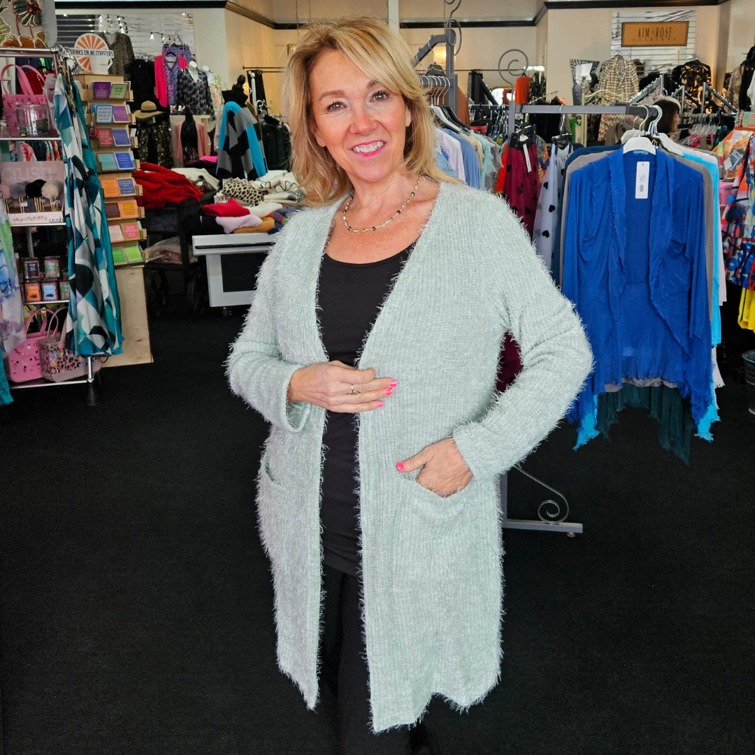 Eyelash Cardigan With Pockets