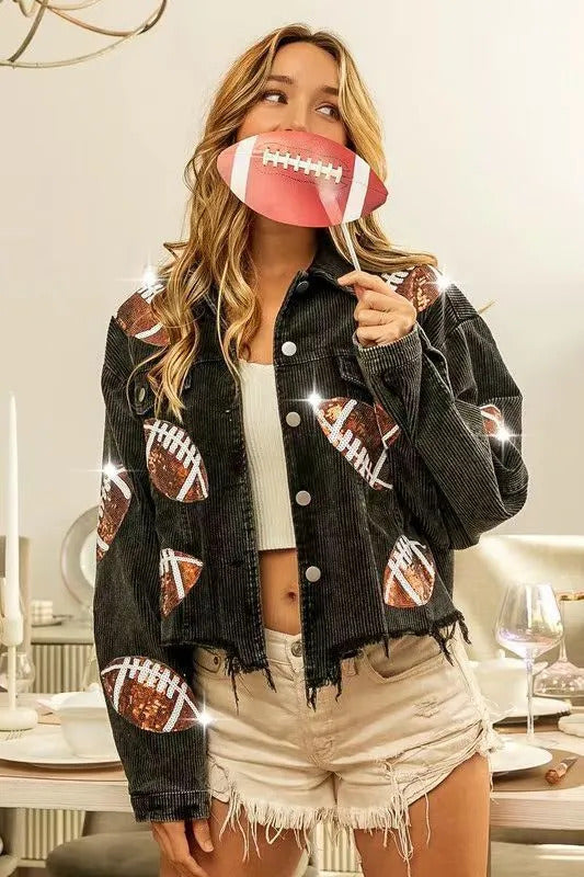 Sequin Football Corduroy Jacket