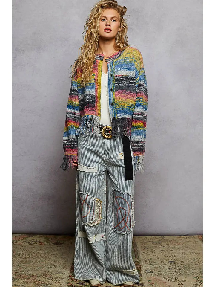 Multi Color Fringe Sweater