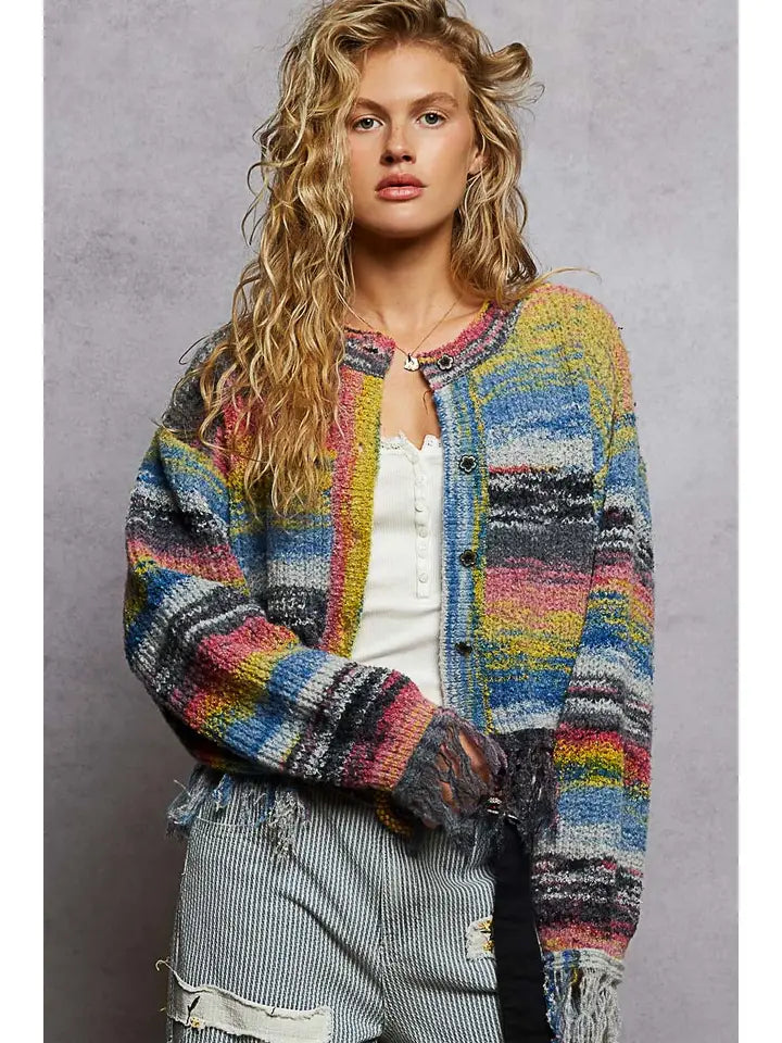 Multi Color Fringe Sweater