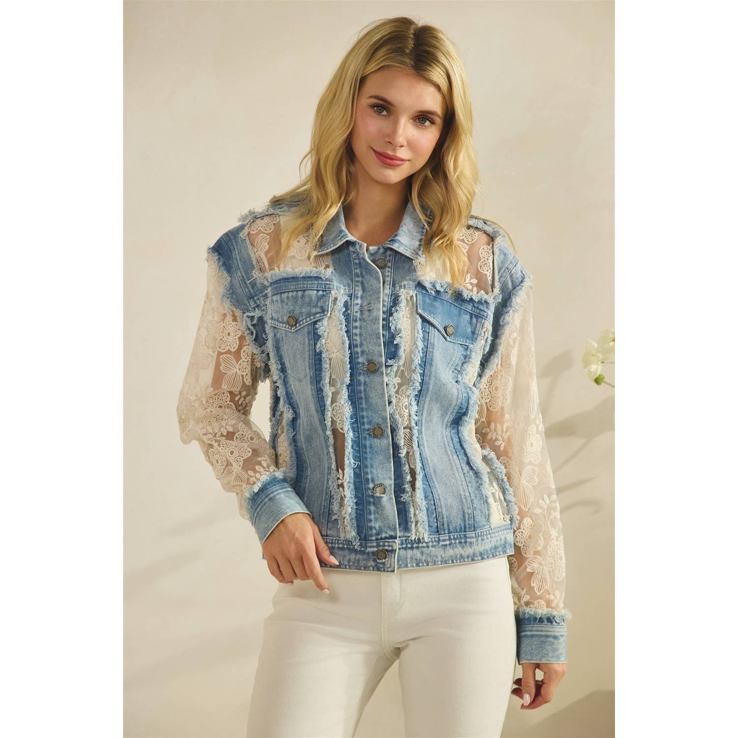 Floral Lace Denim Jacket