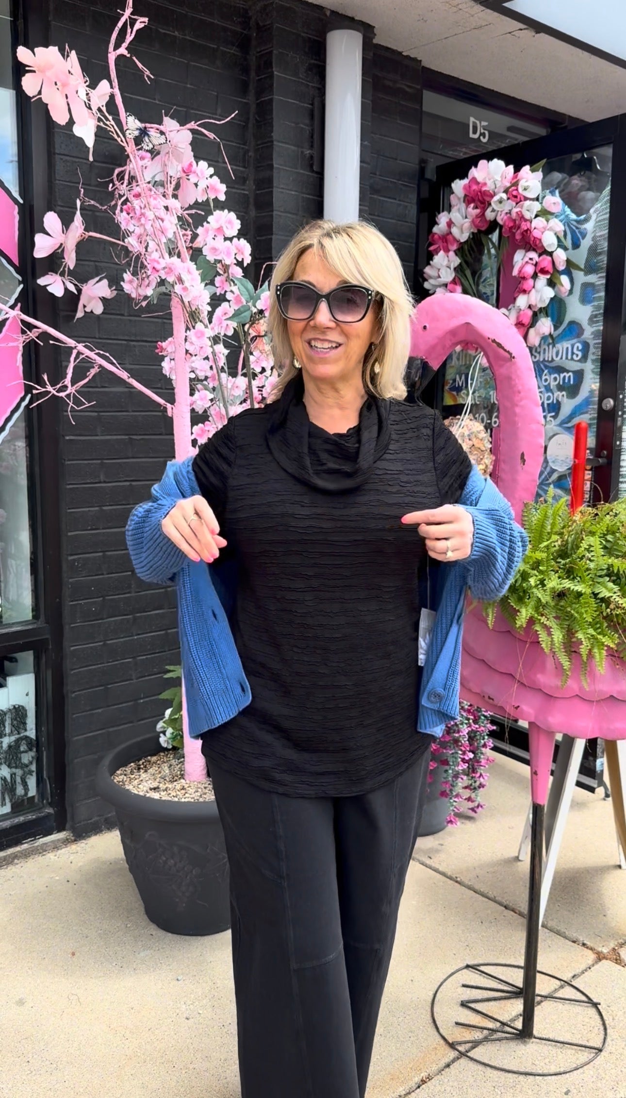 Black Cowl Lined Top