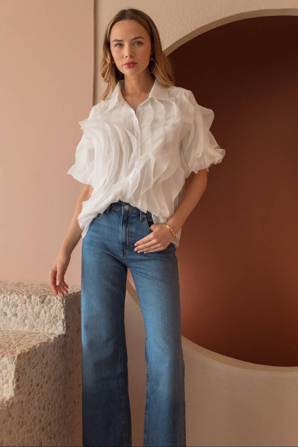Jhen Cascade Ruffle Top