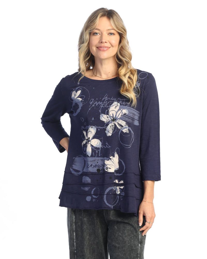 "Poppies" Floral Print Layered Tunic Top