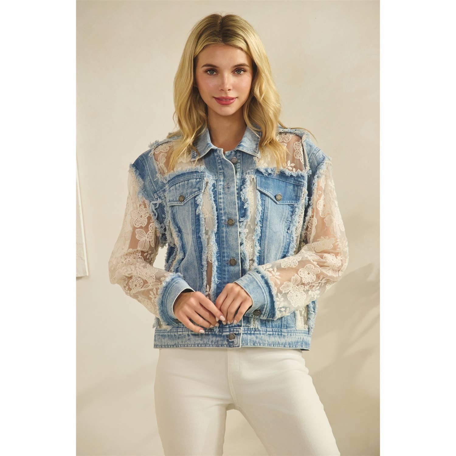 Floral Lace Denim Jacket