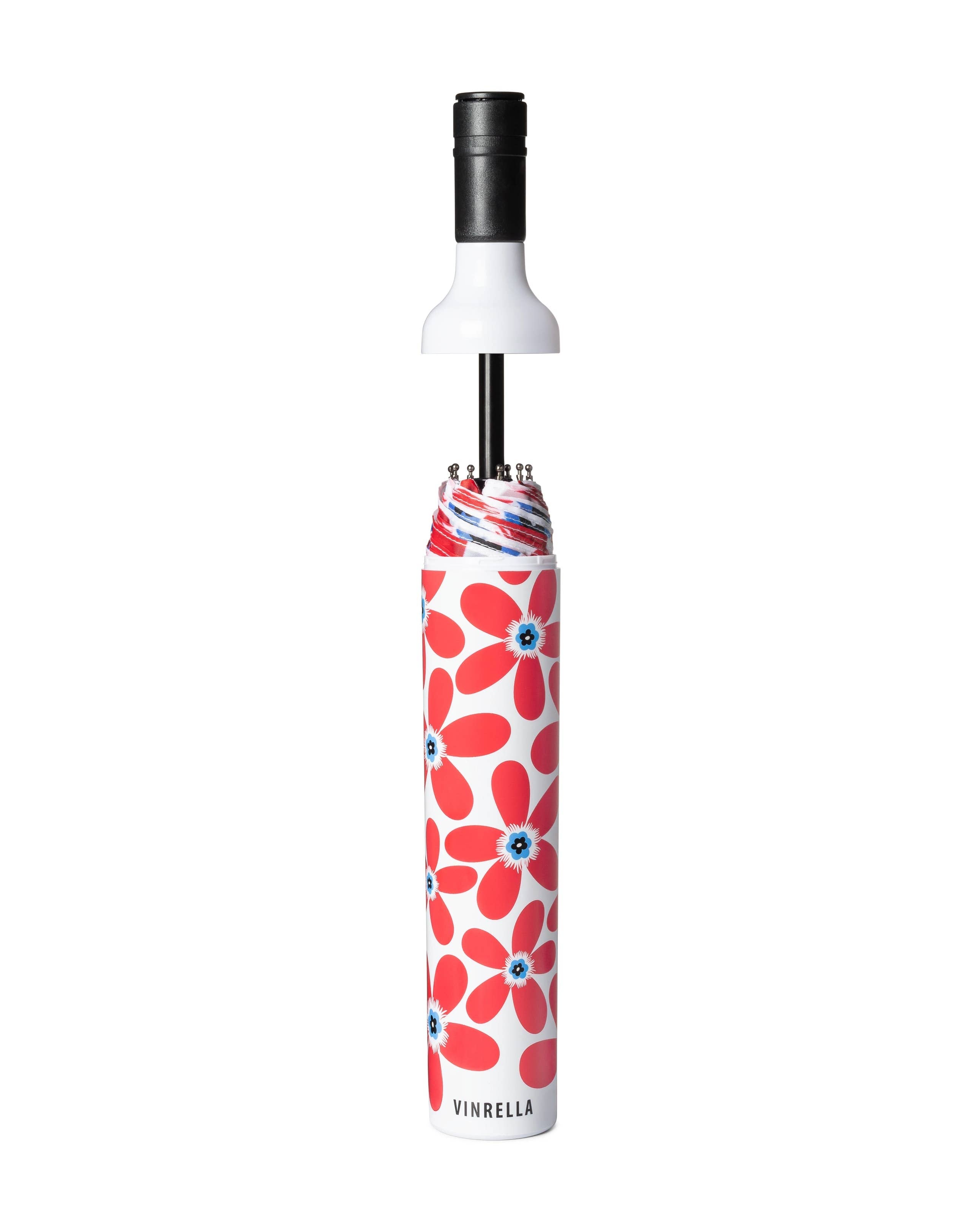 Cherry Pop Red Floral Wine Bottle Umbrella
