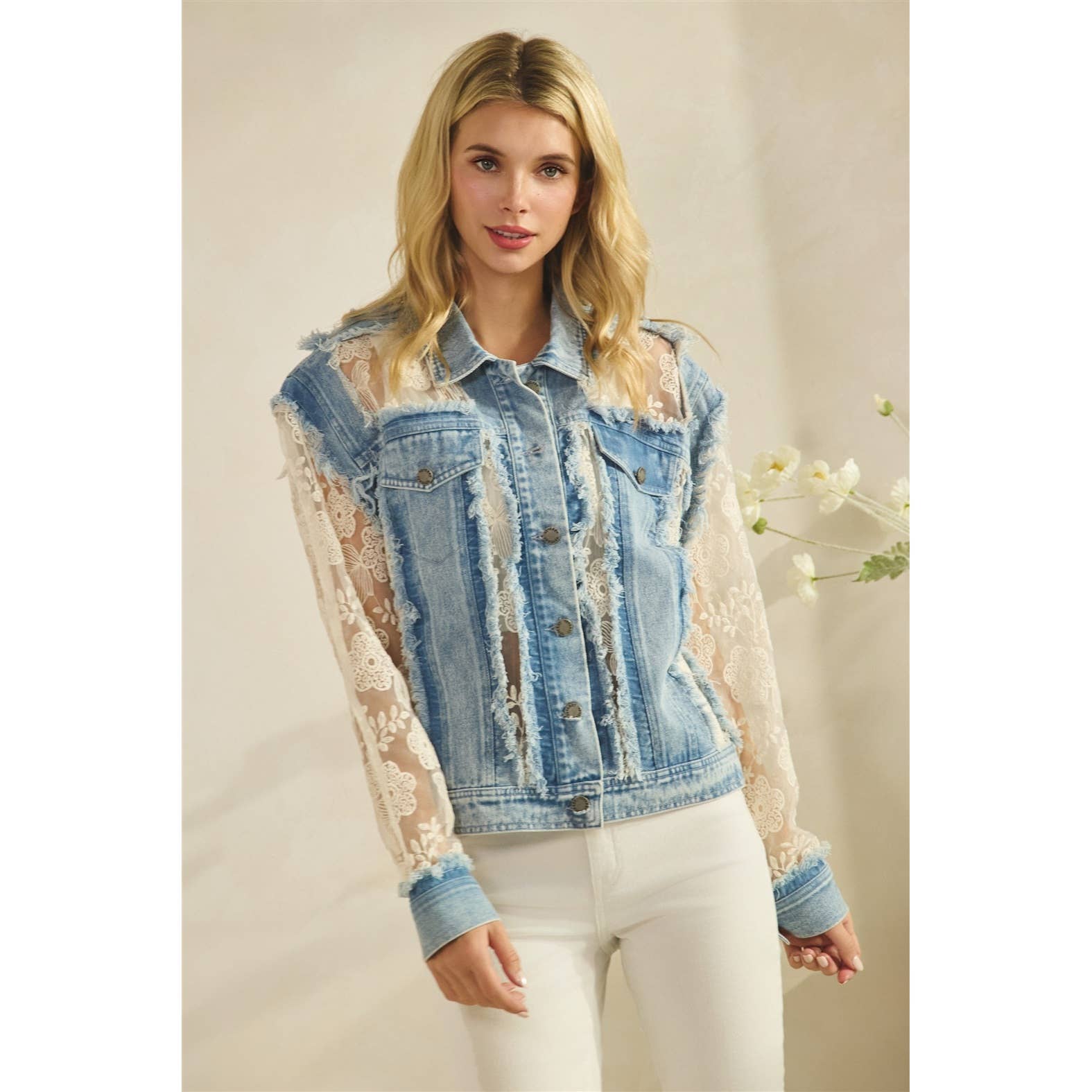 Floral Lace Denim Jacket