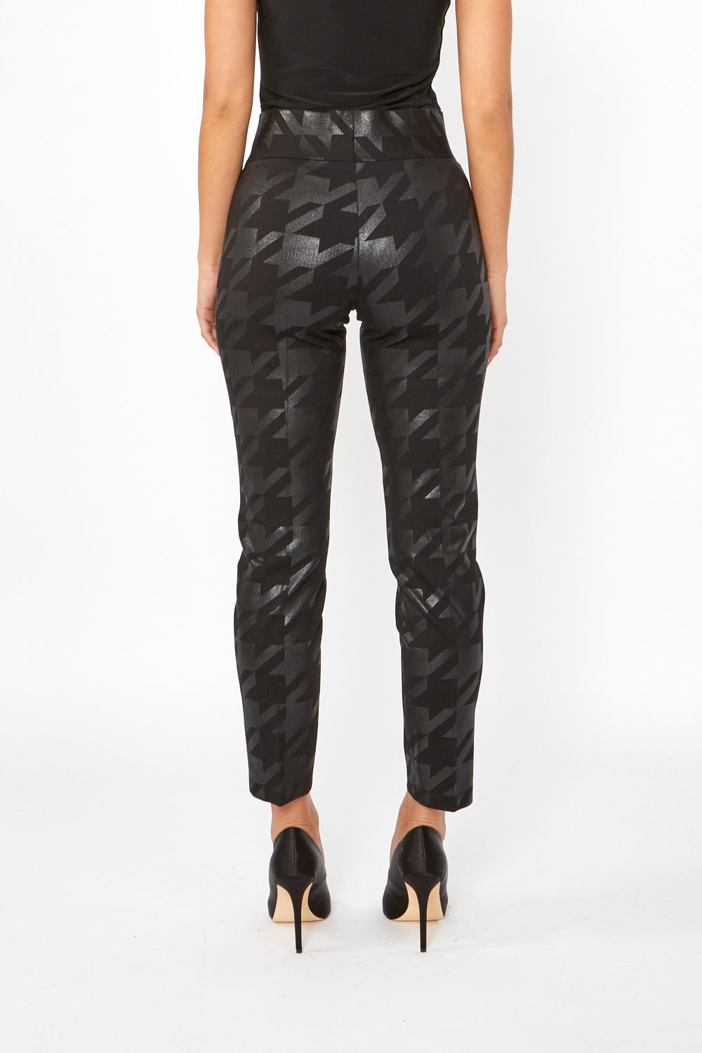 Slim Ankle-length Trousers High-shine Patterned