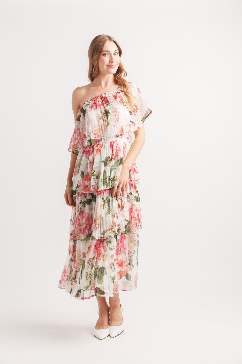 Off Shoulder Floral Tiered Maxi Dress