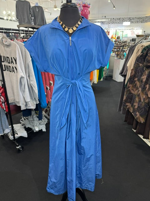 Tie Taffeta Blue Dress
