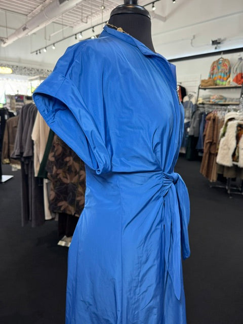 Tie Taffeta Blue Dress