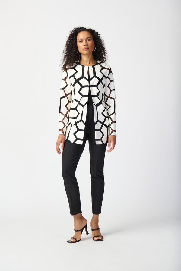 GEOMETRIC PATTERN DUAL FABRIC JACKET